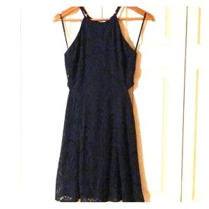 Juniors Lulus Casey Navy Blue Skater Dress Size S